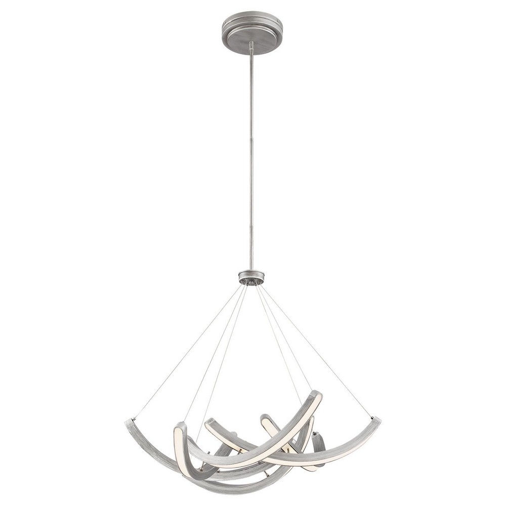 George Kovacs Lighting-P1337-665-L-Swing Time - 30 Inch 56W 1 LED Pendant   Brushed Silver Finish with Frosted Acrylic Glass