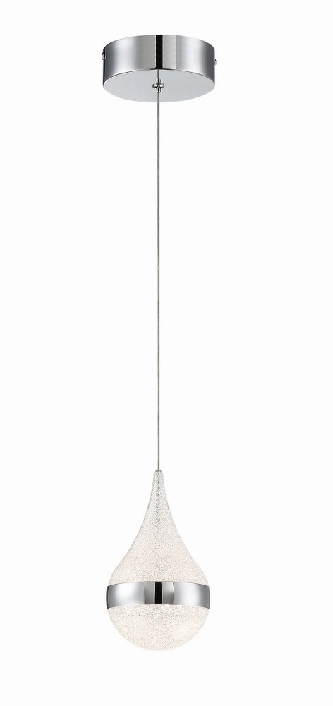 George Kovacs Lighting-P1453-077-L-Silver Slice-9W 1 LED Mini Pendant-4.75 Inches Wide by 8.25 Inches Tall   Chrome Finish with Plastic Sand Crystal