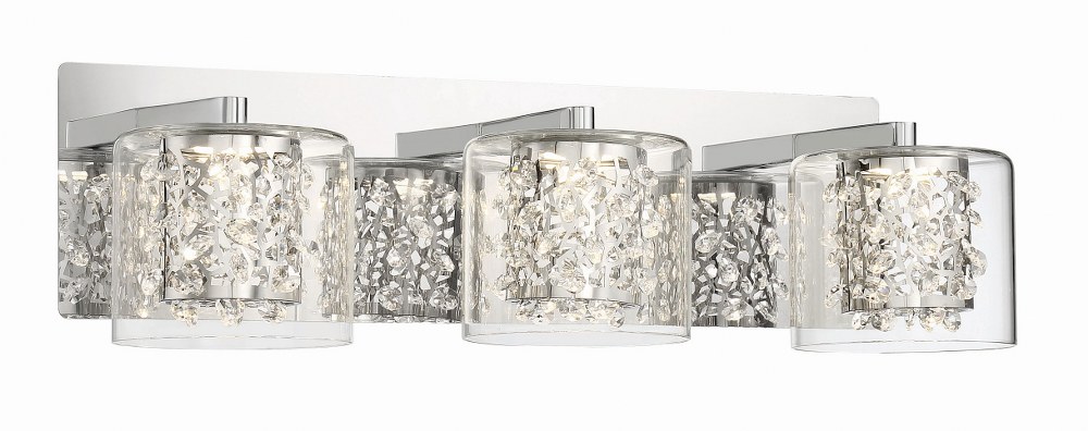 George Kovacs Lighting-P1473-077-L-Wild Gems-7W 3 LED Bath Vanity-5.5 Inches Tall   Chrome Finish with Clear Glass