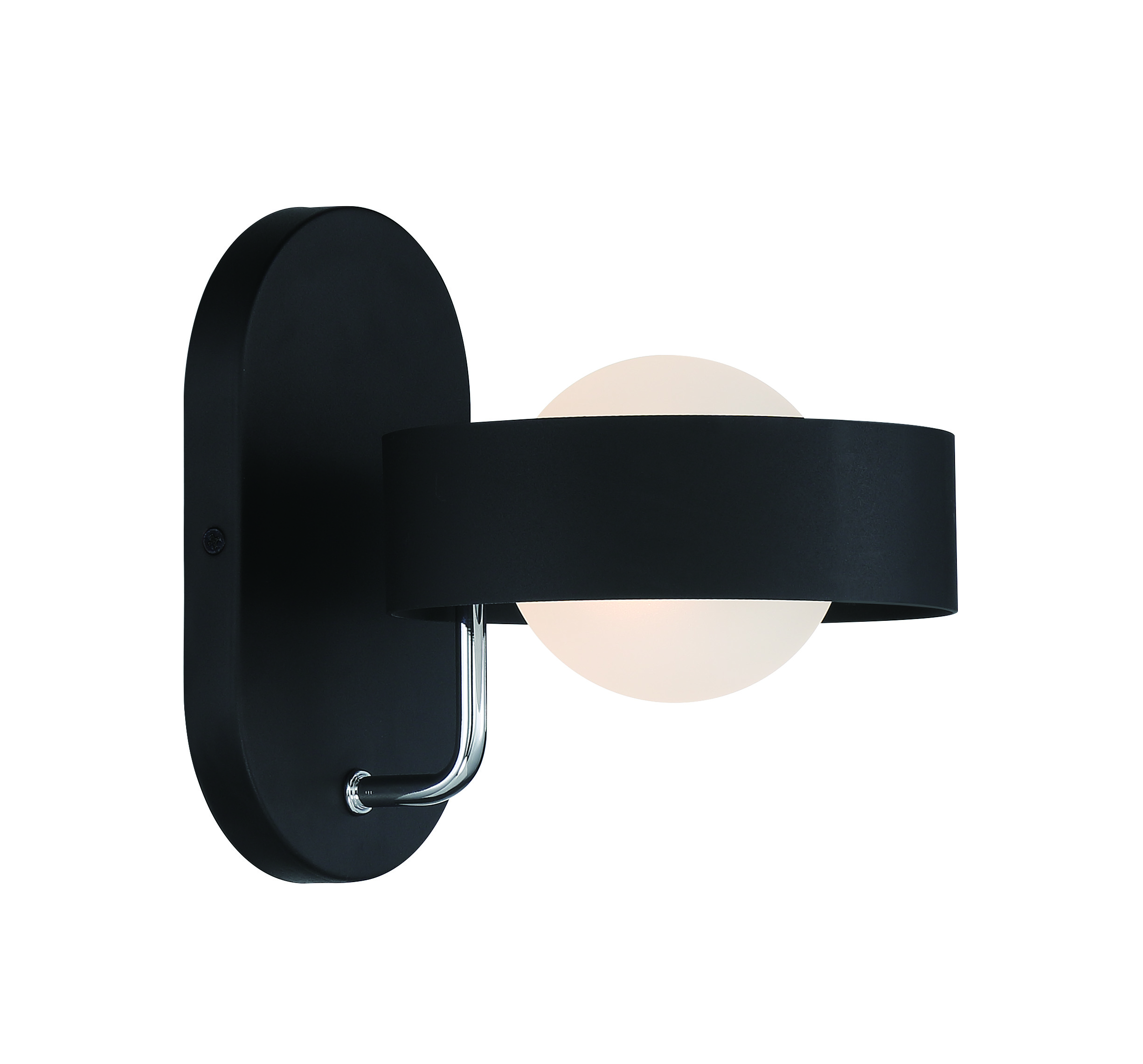 George Kovacs Lighting-P1561-729-Lift Off-1 Light Wall Sconce in Contemporary Style-6.5 Inches Wide by 8 Inches Tall   Coal/Chrome Finish with Etched  Glass