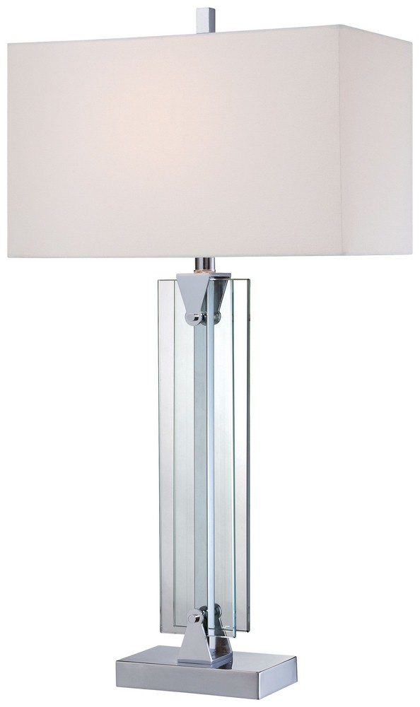 George Kovacs Lighting-P1608-077-One Light Table Lamp in Transitional Style-10 Inches Wide by 31.5 Inches Tall   Chrome Finish with Pure White Linen Shade