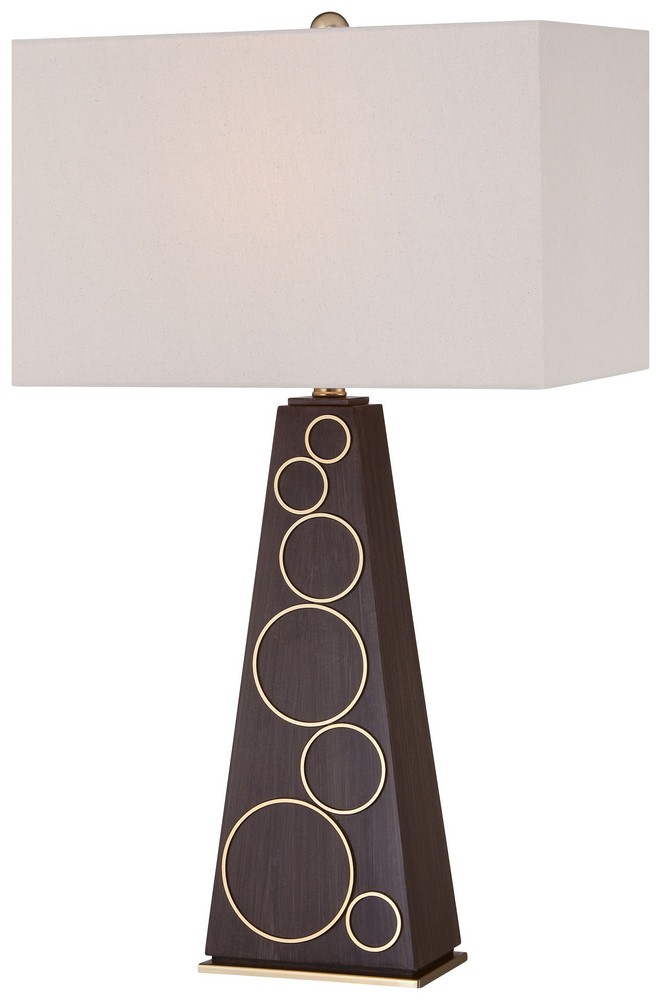 George Kovacs Lighting-P1610-0-One Light Table Lamp-11 Inches Wide by 29.5 Inches Tall   Dark Walnut Finish with Pure White Linen Shade