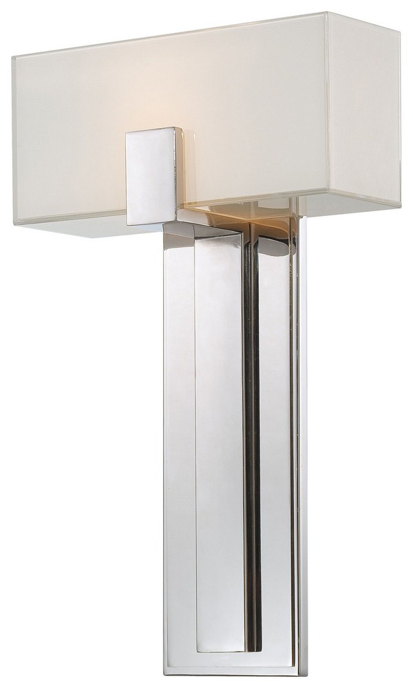 George Kovacs Lighting-P1704-613-One Light Wall Sconce in Contemporary Style-10 Inches Wide by 16.5 Inches Tall Polished Nickel  Copper Bronze Patina Finish with Mitered White Glass