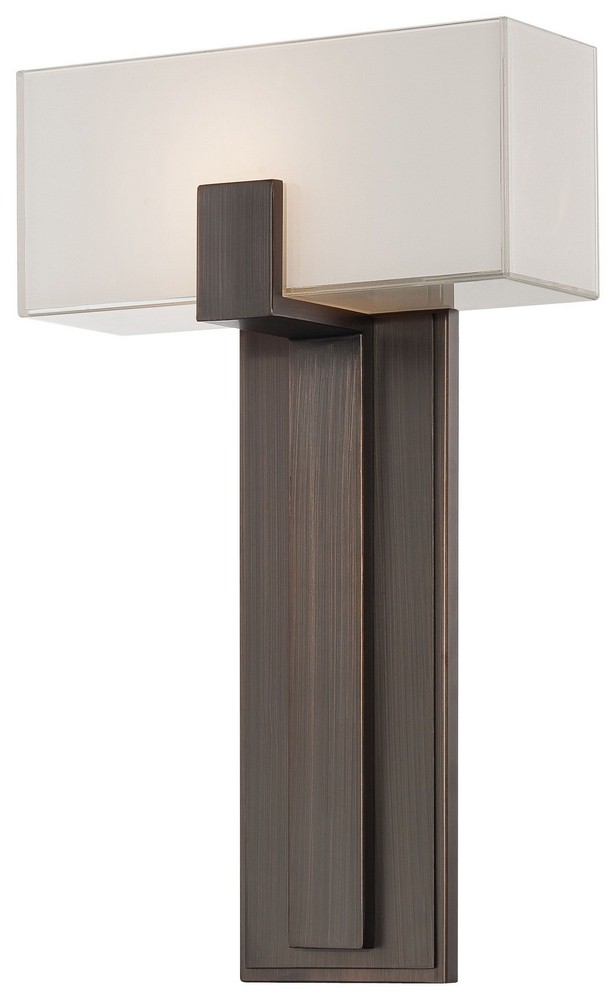 George Kovacs Lighting-P1704-647-One Light Wall Sconce in Contemporary Style-10 Inches Wide by 16.5 Inches Tall Copper Bronze Patina  Copper Bronze Patina Finish with Mitered White Glass