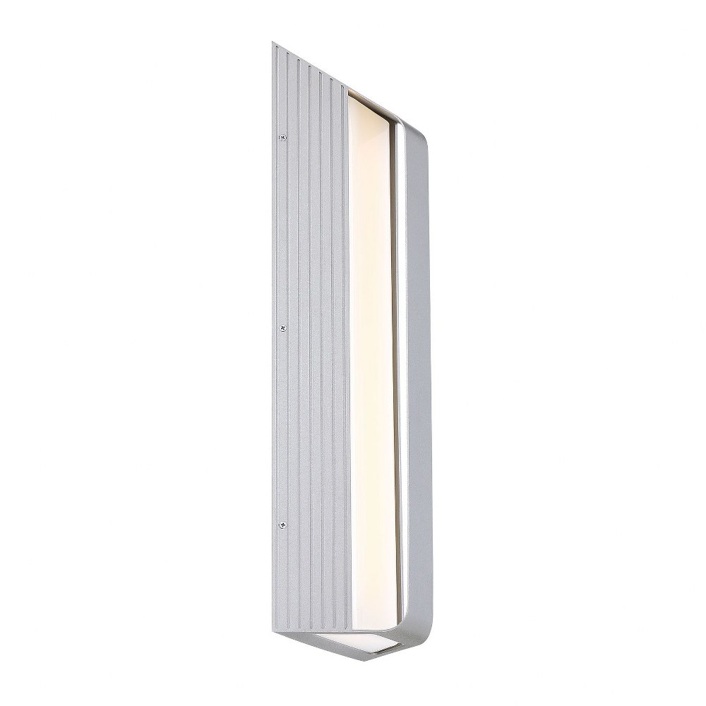 George Kovacs Lighting-P1752-295-L-Launch-28W 1 LED Outdoor Wall Lantern-7.5 Inches Wide by 24 Inches Tall   Sand Silver Finish with Frosted White Glass