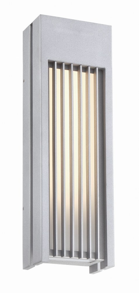 George Kovacs Lighting-P1753-295-L-Midrise-28W 1 LED Outdoor Wall Lantern-7 Inches Wide by 22.25 Inches Tall   Sand Silver Finish with Frosted White Glass