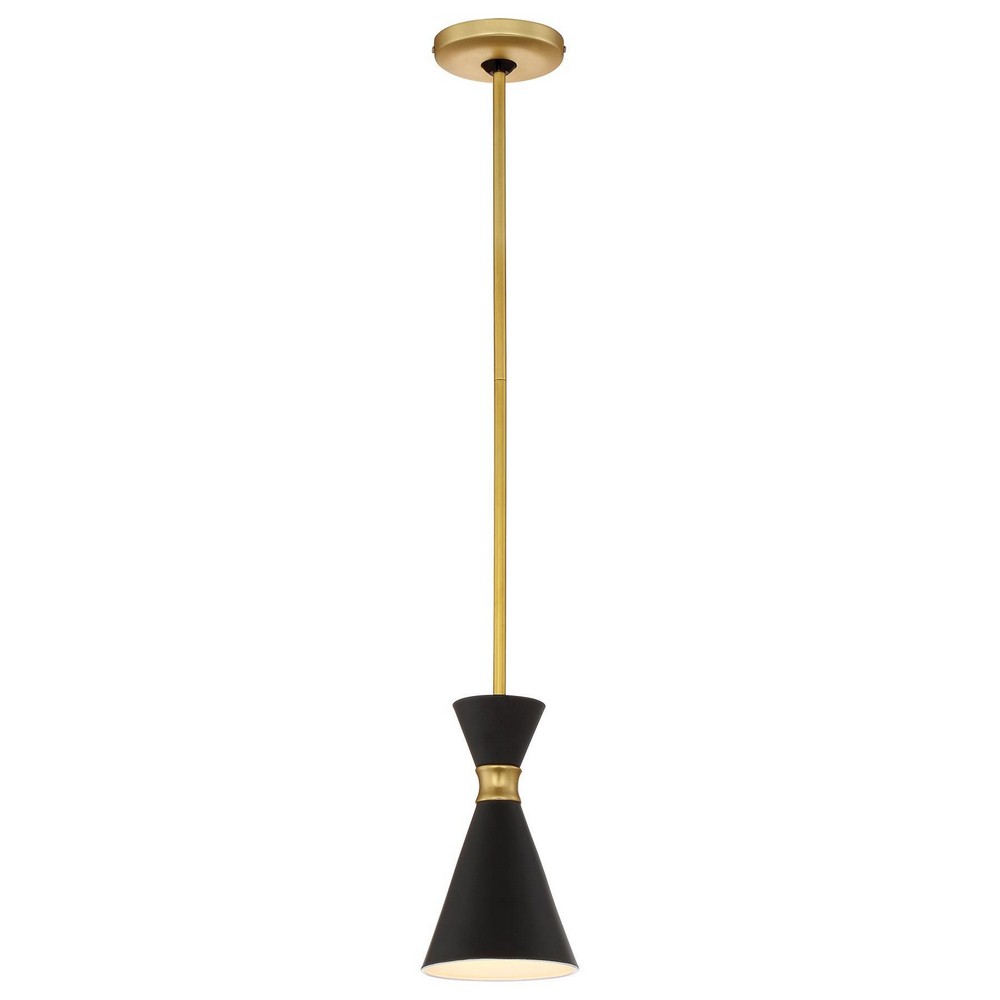 George Kovacs Lighting-P1821-248-Conic-One Light Mini Pendant in Contemporary Style-5.5 Inches Wide by 9.25 Inches Tall Honey Gold/Matte Black  Distressed Koa Finish