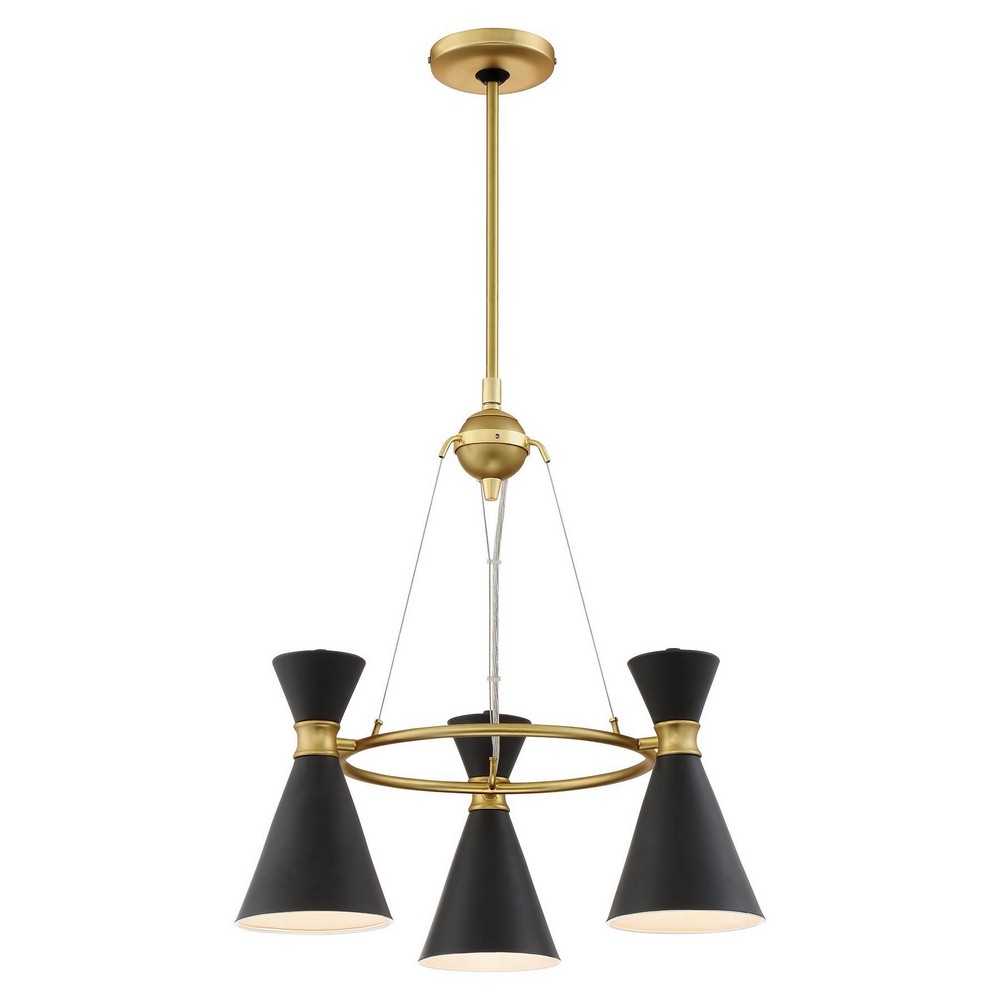 George Kovacs Lighting-P1823-248-Conic-Three Light Pendant in Transitional Style-20 Inches Wide by 21 Inches Tall   Honey Gold/Matte Black Finish