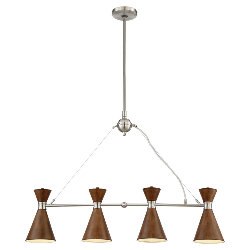 George Kovacs Lighting-P1824-651-Conic-Four Light Island in Transitional Style-5.5 Inches Wide by 22 Inches Tall Distressed Koa  Distressed Koa Finish