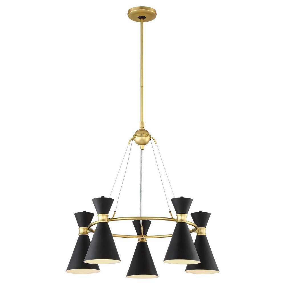 George Kovacs Lighting-P1825-248-Conic - Five Light Pendant   Honey Gold/Matte Black Finish