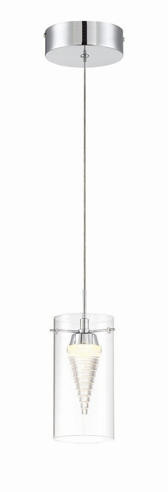 George Kovacs Lighting-P20-077-L-Funnel Cloud-7W 1 LED Mini Pendant-4 Inches Wide by 9.5 Inches Tall   Chrome Finish with Clear Glass