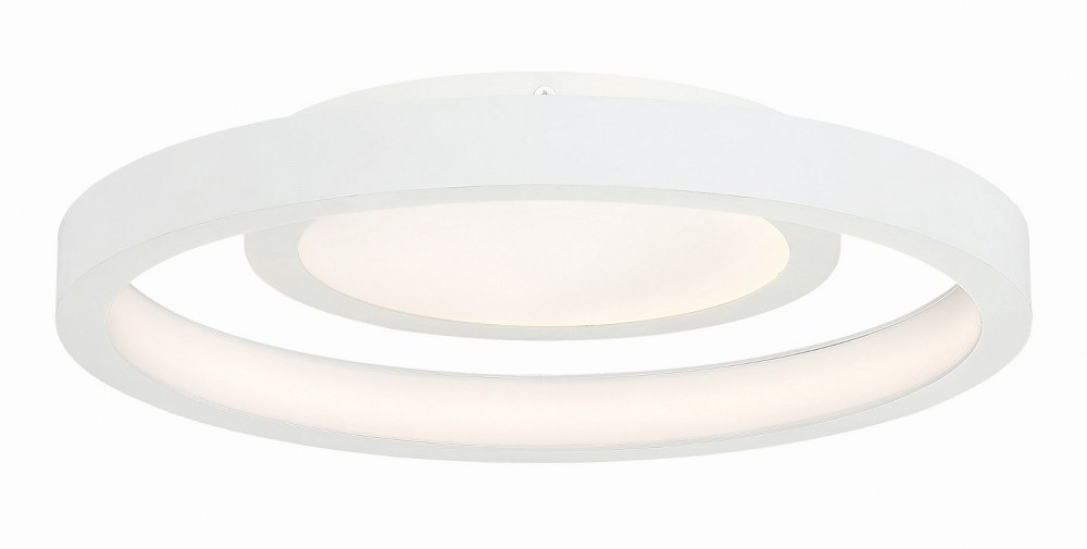 George Kovacs Lighting-P2015-044-L-Knock Out - 14 Inch 42W 1 LED Flush Mount   White Finish with White Glass