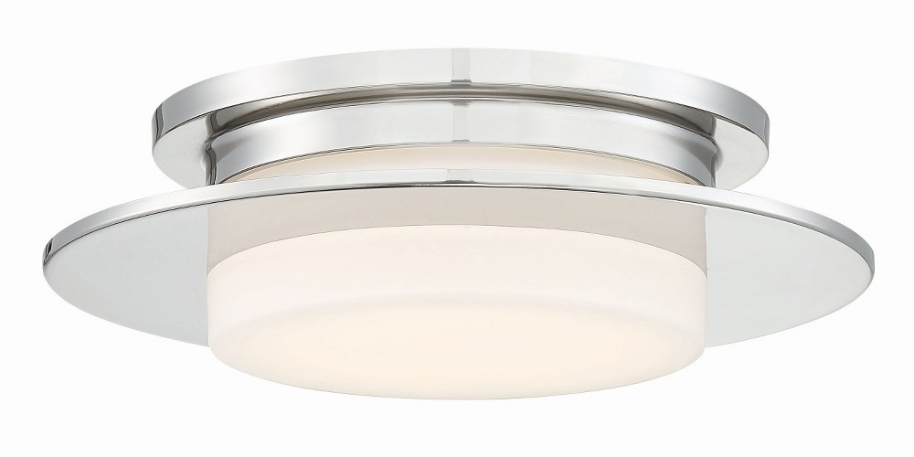 George Kovacs Lighting-P2016-613-L-Press-24W 1 LED Flush Mount-14 Inches Wide by 4 Inches Tall   Polished Nickel Finish with Etched Opal Glass