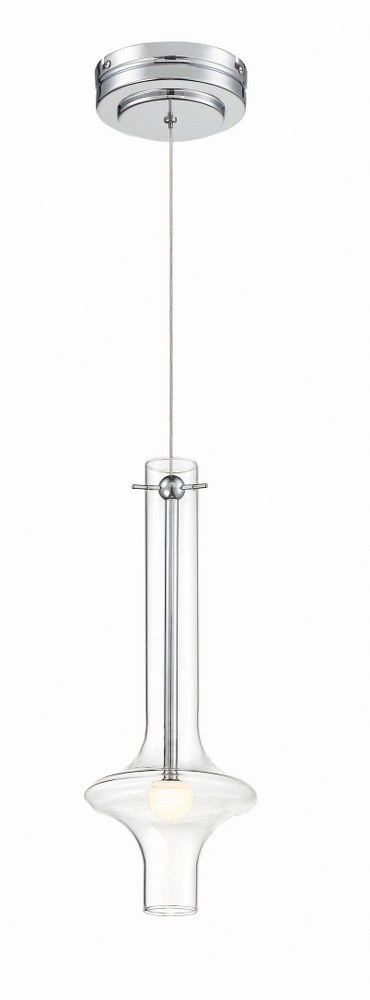 George Kovacs Lighting-P22-077-L-Bottleneck-6W 1 LED Pendant-6.5 Inches Wide by 16 Inches Tall   Chrome Finish with Clear Glass