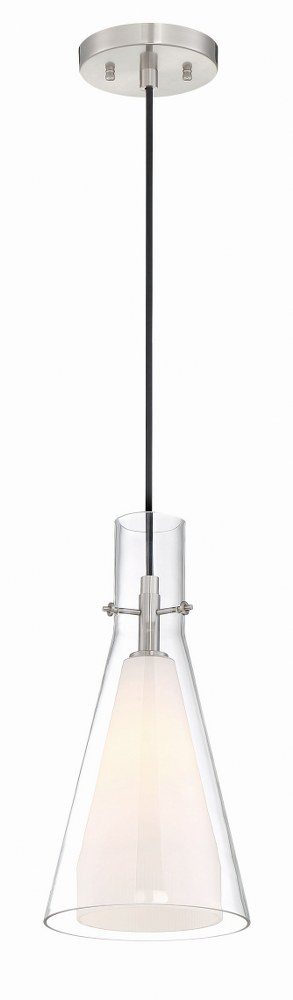 George Kovacs Lighting-P23-084-Taper - One Light Pendant   Brushed Nickel Finish with Clear Glass