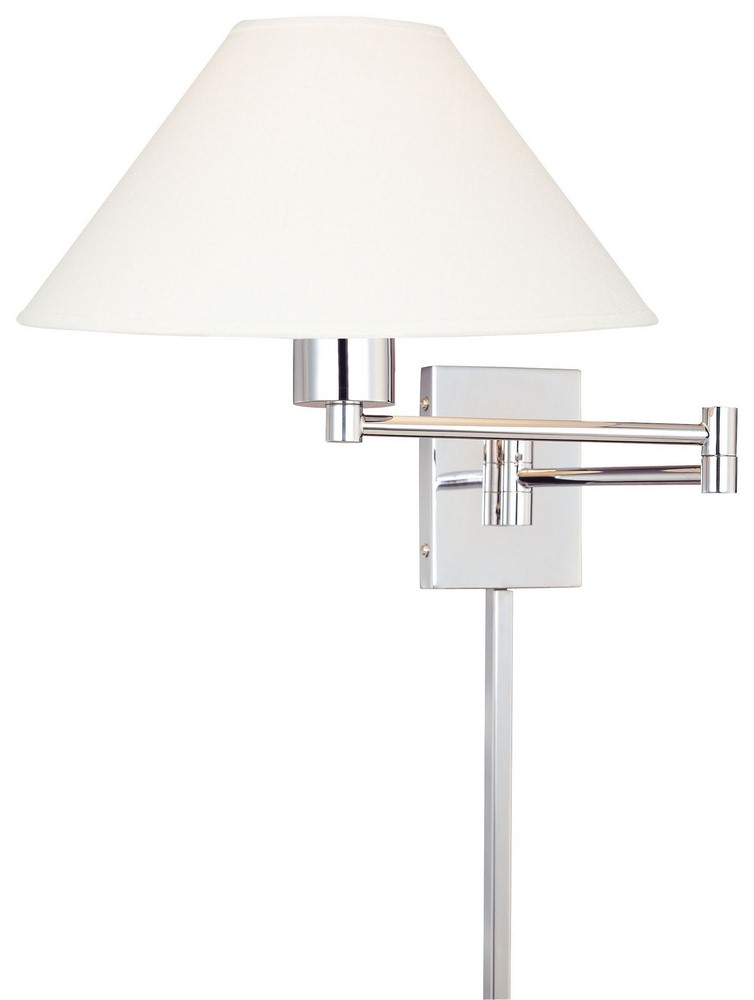 George Kovacs Lighting-P4358-1-077-Boring-One Light Swing Arm Wall Sconce in Contemporary Style-14.75 Inches Wide by 13 Inches Tall Chrome  Matte Brushed Nickel Finish with Stretched Oyster Fabric Sha