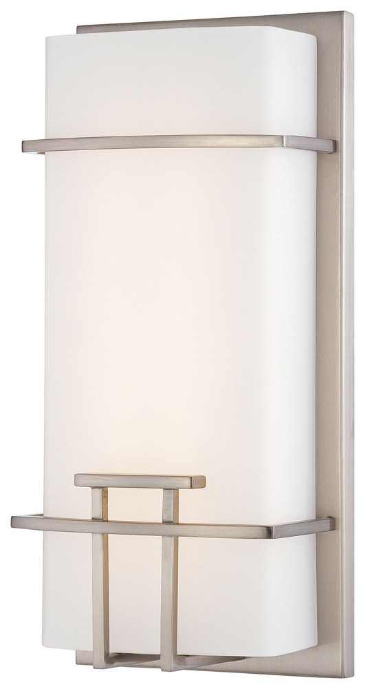George Kovacs Lighting-P465-084-L-20W 1 LED Wall Sconce in Contemporary Style-5.5 Inches Wide by 12 Inches Tall   Brushed Nickel Finish with Etched Opal Glass