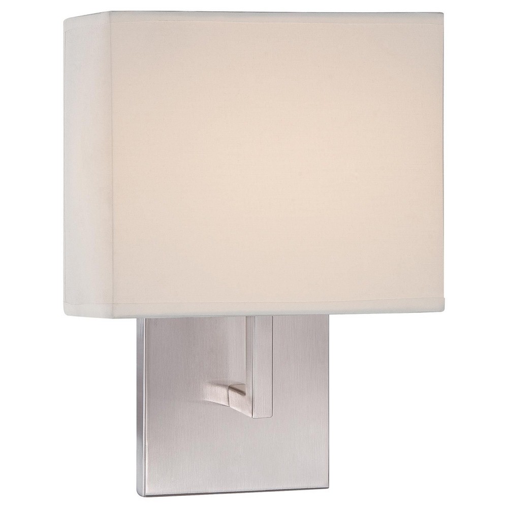 George Kovacs Lighting-P470-084-L-8W 1 LED Wall Sconce in Contemporary Style-7.75 Inches Wide by 11 Inches Tall Brushed Nickel  Bronze Finish with Textured White Fabric Shade