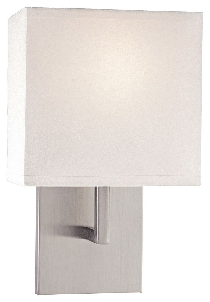 George Kovacs Lighting-P470-084-One Light Wall Sconce   Brushed Nickel Finish with White Fabric Shade