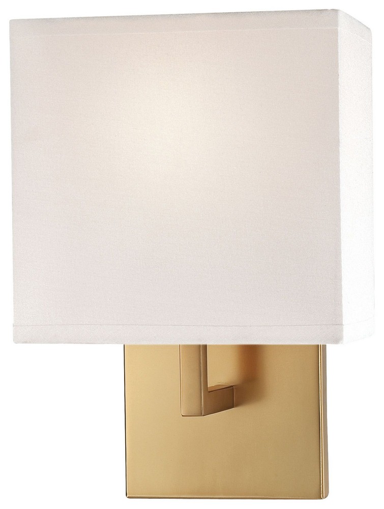 George Kovacs Lighting-P470-248-One Light Wall Sconce Honey Gold  Honey Gold Finish with Off White Linen Shade