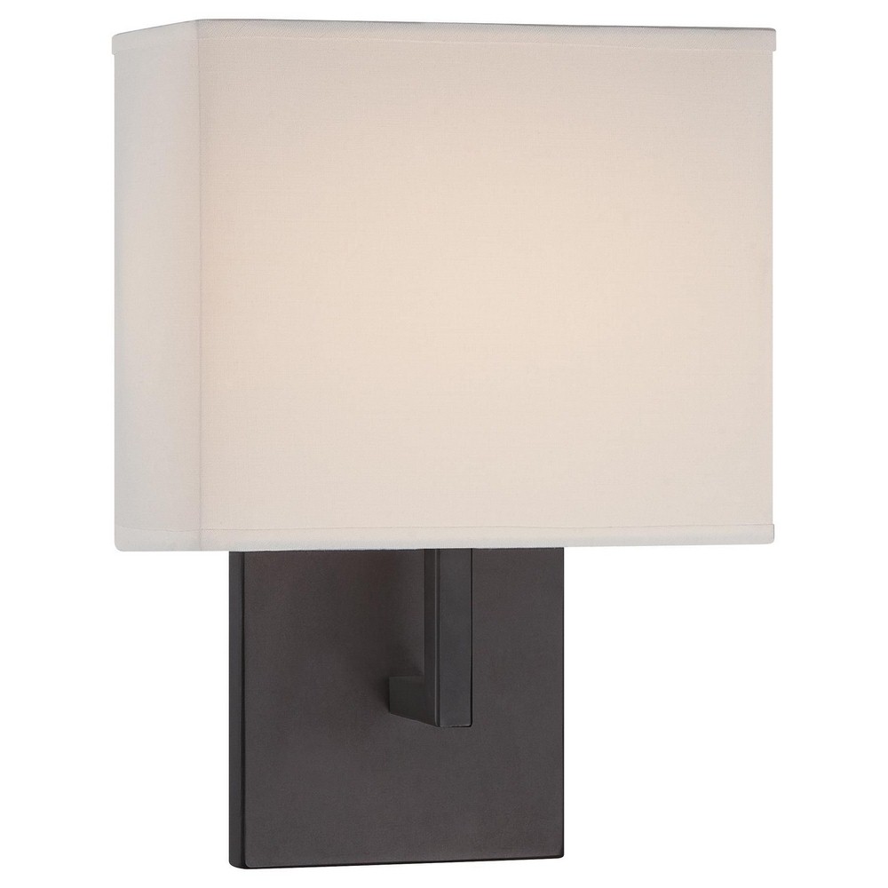 George Kovacs Lighting-P470-617-L-8W 1 LED Wall Sconce in Contemporary Style-7.75 Inches Wide by 11 Inches Tall Bronze  Bronze Finish with Textured White Fabric Shade