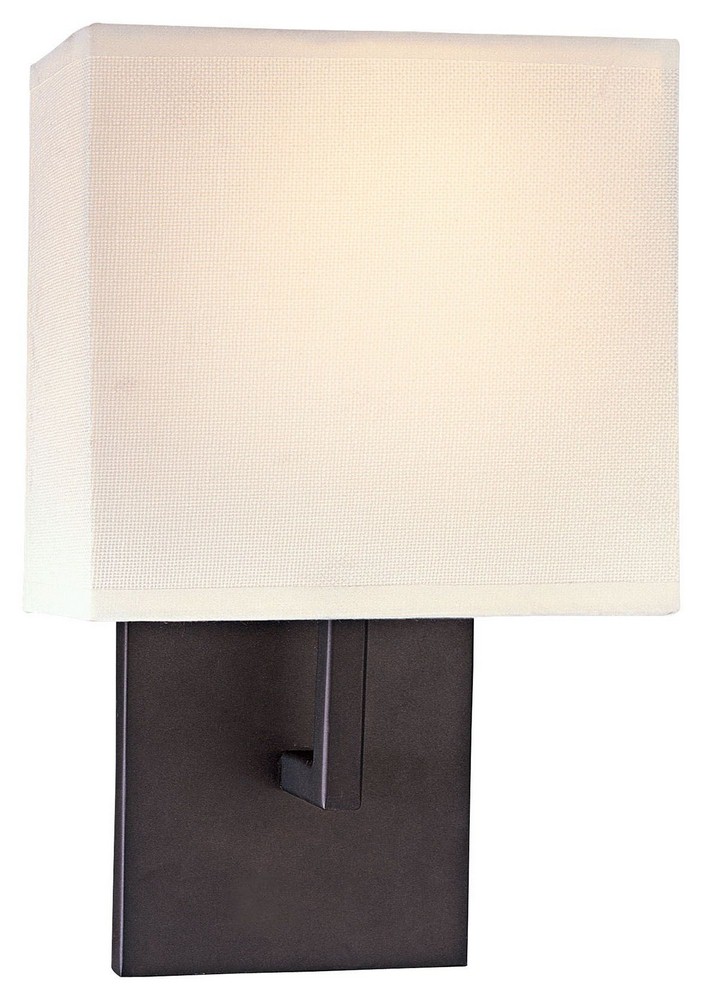 George Kovacs Lighting-P470-617-One Light Wall Sconce Bronze  Honey Gold Finish with Off White Linen Shade