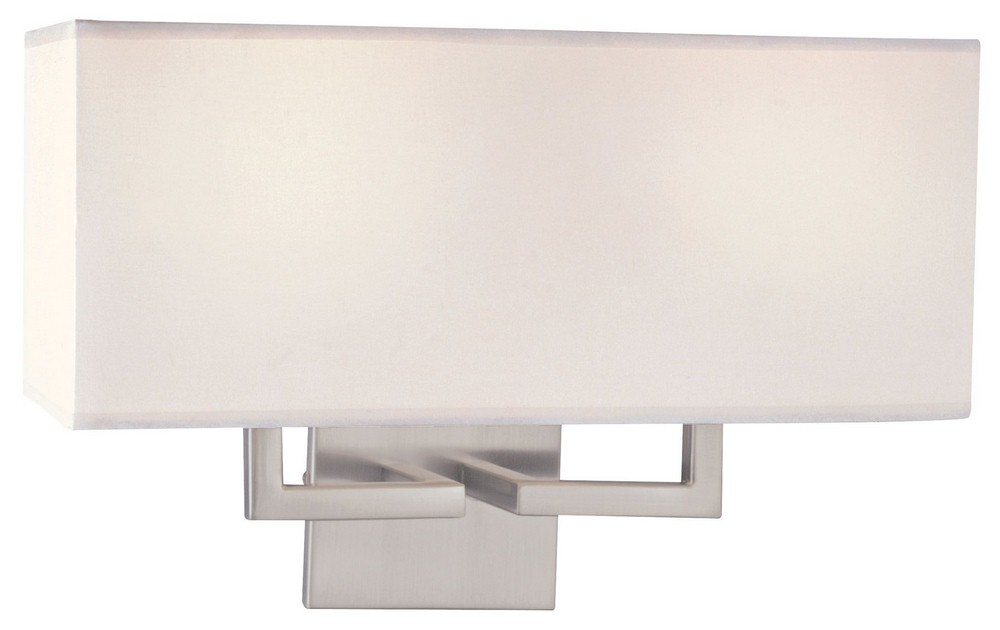 George Kovacs Lighting-P472-084-Wall Sconce  in Contemporary Style-16.75 Inches Wide by 11 Inches Tall   Brushed Nickel Finish with White Fabric Shade