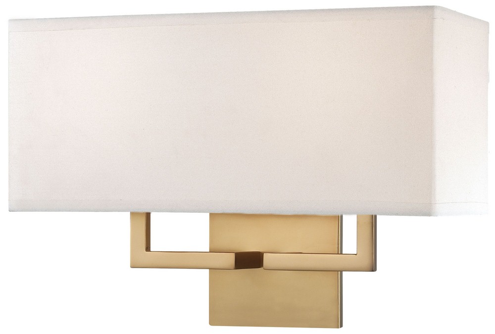 George Kovacs Lighting-P472-248-Two Light Wall Sconce in Transitional Style-16 Inches Wide by 11 Inches Tall   Honey Gold Finish with White Fabric Shade