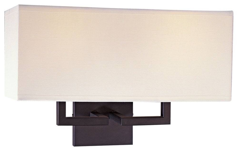 George Kovacs Lighting-P472-617-Wall Sconce  in Contemporary Style-16.75 Inches Wide by 11 Inches Tall   Bronze Finish with Off-White Fabric Shade