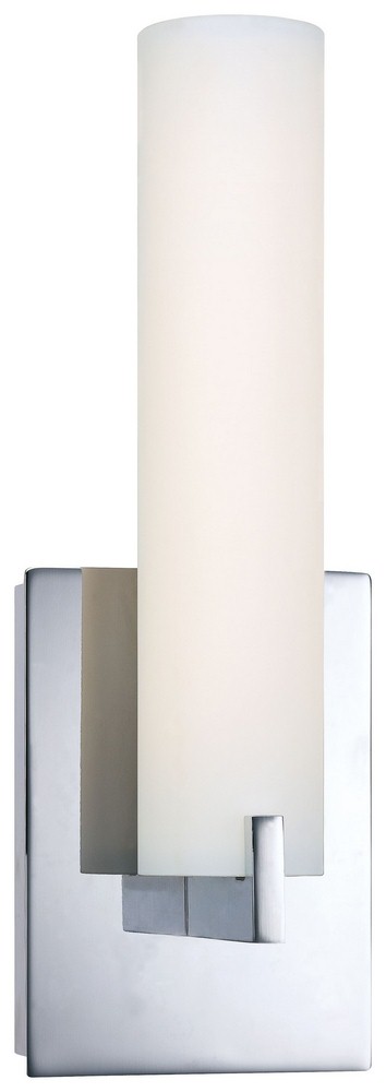 George Kovacs Lighting-P5040-077-L-Tube-LED Wall Sconce in Contemporary Style-4.75 Inches Wide by 13.25 Inches Tall Chrome  Brushed Nickel Finish with Etched Opal Glass