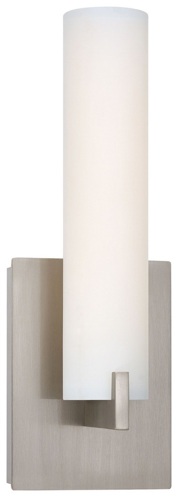 George Kovacs Lighting-P5040-084-L-Tube-LED Wall Sconce in Contemporary Style-4.75 Inches Wide by 13.25 Inches Tall Brushed Nickel  Brushed Nickel Finish with Etched Opal Glass