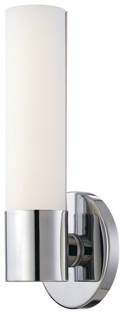 George Kovacs Lighting-P5041-077-L-Saber-10W 1 LED Wall Sconce in Contemporary Style-4.75 Inches Wide by 12 Inches Tall Chrome  Brushed Nickel Finish with Etched Opal Glass