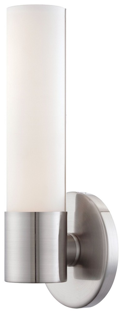 George Kovacs Lighting-P5041-084-L-Saber-10W 1 LED Wall Sconce in Contemporary Style-4.75 Inches Wide by 12 Inches Tall Brushed Nickel  Brushed Nickel Finish with Etched Opal Glass