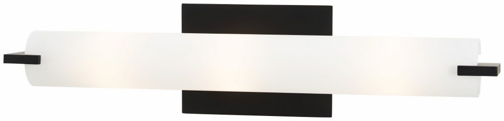George Kovacs Lighting-P5044-66A-3 Light Wall Sconce-20.5 Inches Wide by 4.75 Inches Tall   Coal Finish with Etched Opal Glass