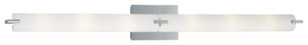 George Kovacs Lighting-P5046-077-Tube-Six Light Bath Bar in Contemporary Style-39.75 Inches Wide by 4.75 Inches Tall Chrome  Brushed Nickel Finish with Etched Opal Glass