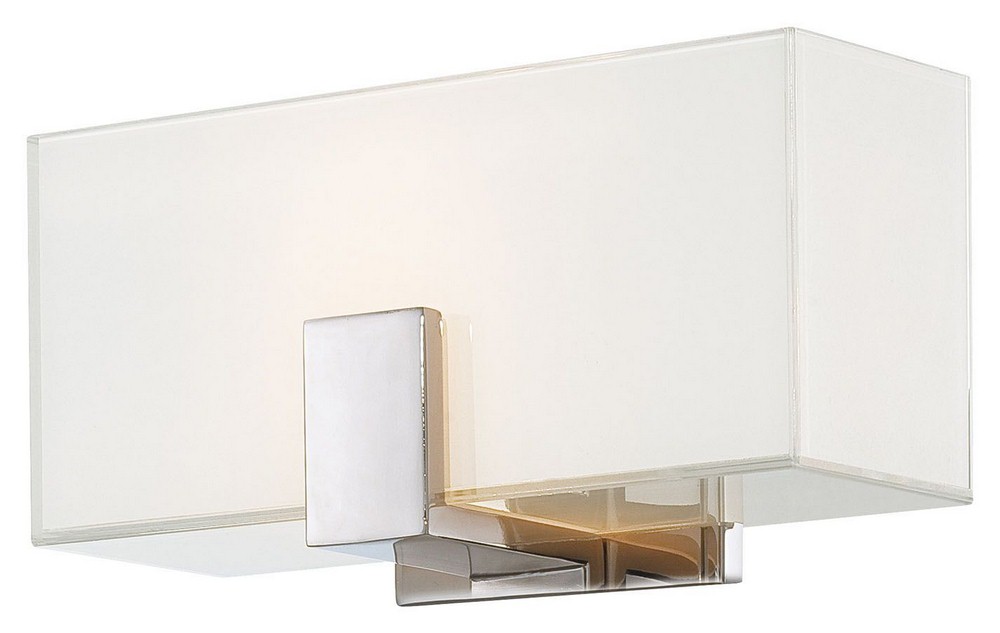 George Kovacs Lighting-P5220-613-One Light Wall Sconce in Contemporary Style-10 Inches Wide by 5 Inches Tall   Polished Nickel Finish with Mitered White Glass