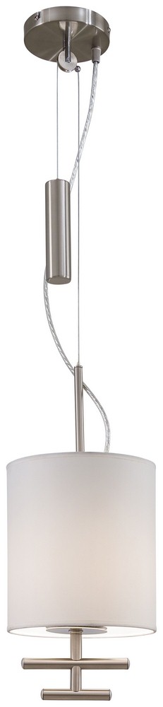 George Kovacs Lighting-P542-612-Counter Weights-One Light Mini Pendant in Contemporary Style-8 Inches Wide by 12 Inches Tall Satin Steel  Bronze Finish with White Fabric Shade