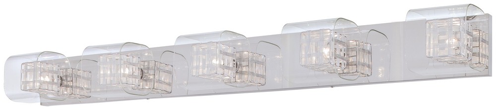 George Kovacs Lighting-P5805-077-Jewel Box-Five Light Bath Bar in Contemporary Style-47.25 Inches Wide by 4.75 Inches Tall   Chrome Finish with Chrome/Clear Glass