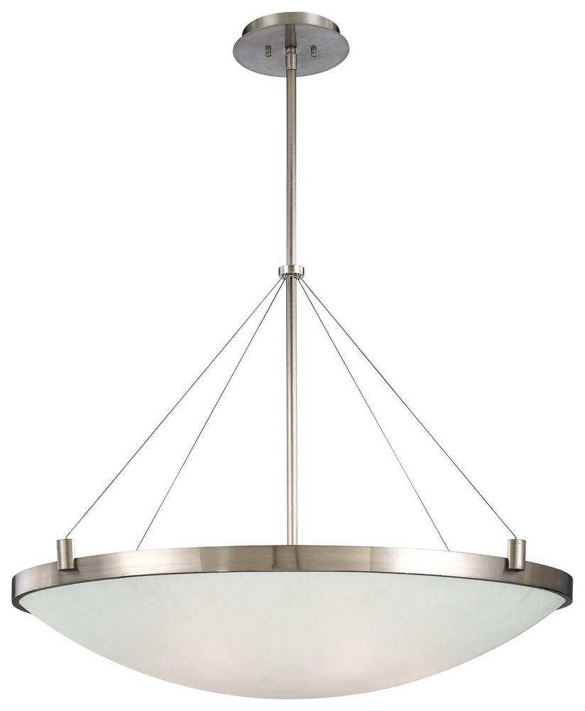 George Kovacs Lighting-P593-084-Suspended-Six Light Pendant in Contemporary Style-34.5 Inches Wide by 26.5 Inches Tall Brushed Nickel White Frosted Copper Bronze Patina Finish