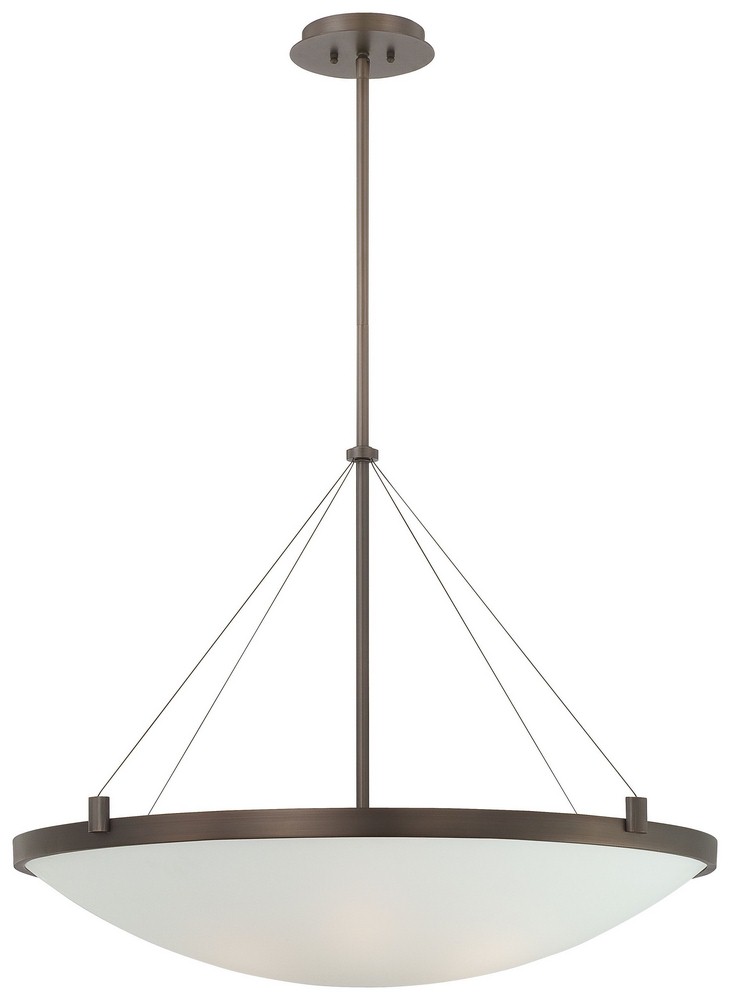 George Kovacs Lighting-P593-647-Suspended-Six Light Pendant in Contemporary Style-34.5 Inches Wide by 26.5 Inches Tall Copper Bronze Patina White Frosted Copper Bronze Patina Finish