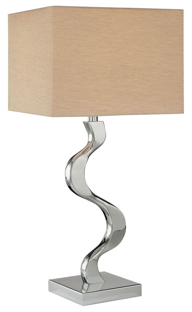 George Kovacs Lighting-P729-077-One Light Table Lamp in Contemporary Style-13.5 Inches Wide by 27.5 Inches Tall   Chrome Finish with Grey Cross Silk