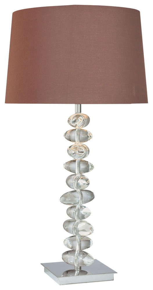 George Kovacs Lighting-P733-077-One Light Table Lamp in Contemporary Style-16 Inches Wide by 29 Inches Tall   Chrome Finish with Dark Chocolate Shade with Eidolon Crystal