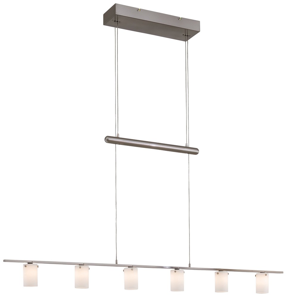 George Kovacs Lighting-P8027-084-Counter Weights-Six Light Low Voltage Island in Contemporary Style-2 Inches Wide by 4.25 Inches Tall   Brushed Nickel Finish with Etched Opal Glass