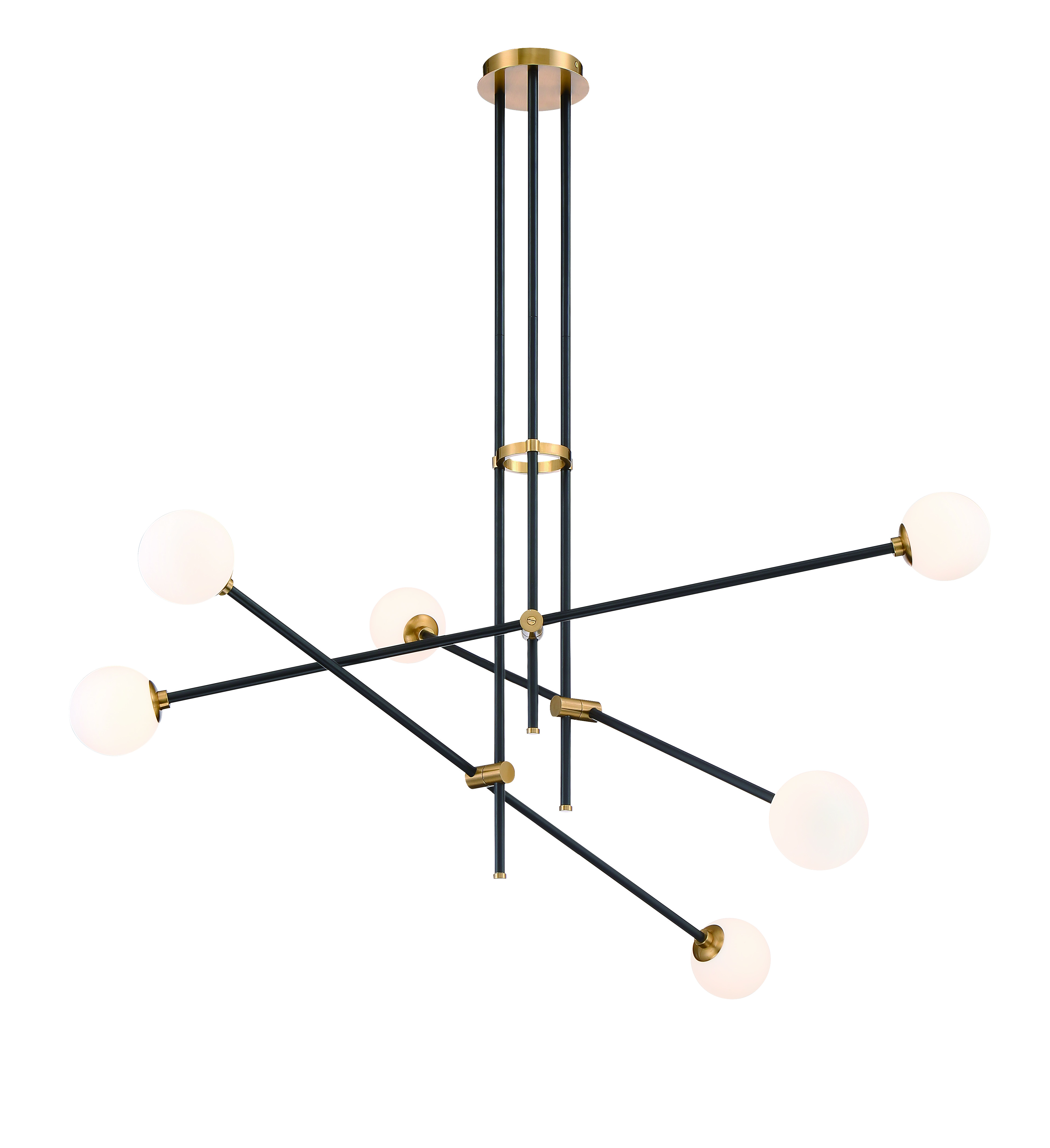 George Kovacs Lighting-P8151-681-Cosmet - 6 Light Pendant   Coal/Aged Brass Finish with Etched Opal Glass