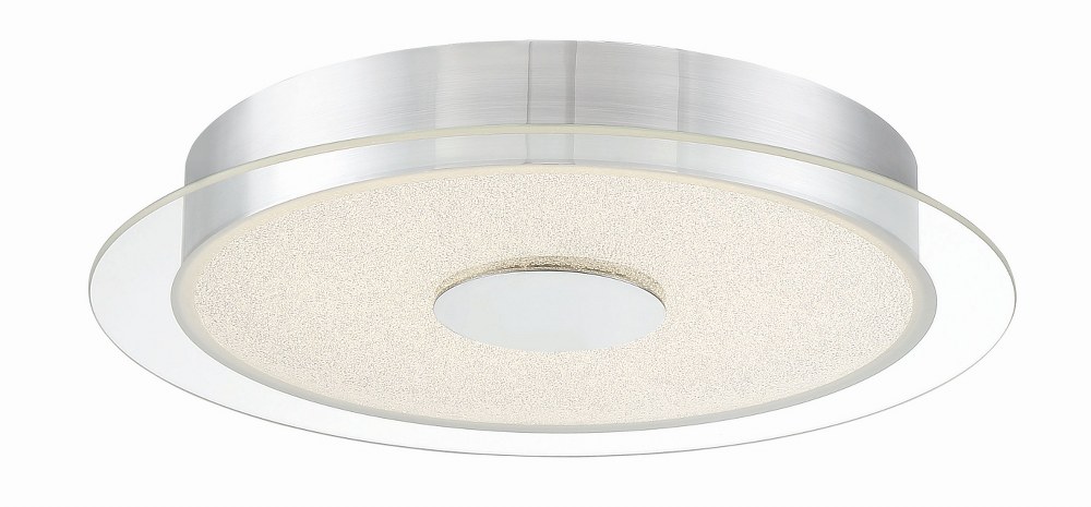 George Kovacs Lighting-P845-077-L-Diamond Dust-22W 1 LED Flush Mount-15.75 Inches Wide by 2.5 Inches Tall   Chrome Finish with Clear Glass with Sand Crystal