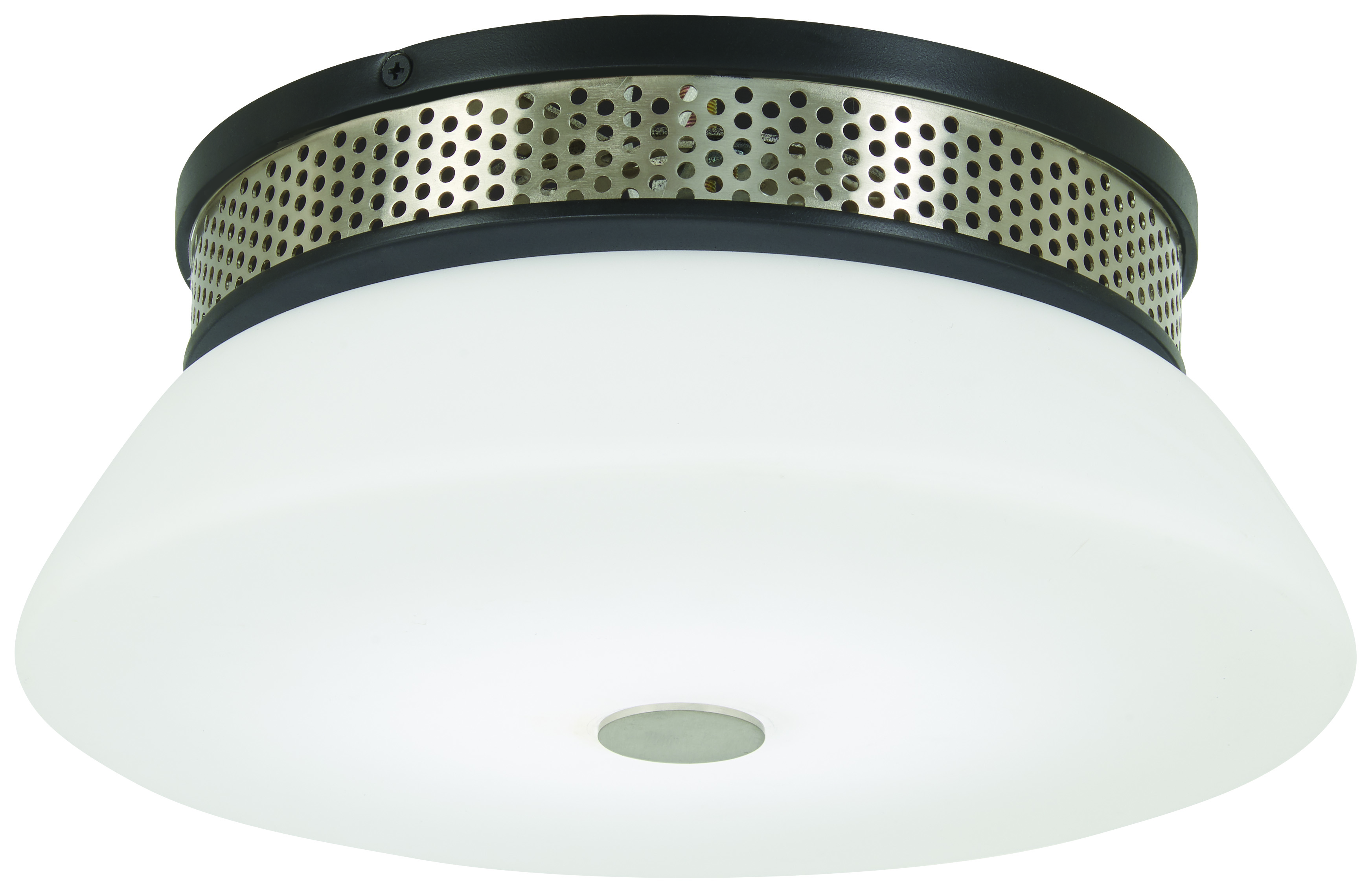 George Kovacs Lighting-P954-691-L-Tauten-15W 1 LED Flush Mount in Contemporary Style-15 Inches Wide by 4.5 Inches Tall   Coal/Brushed Nickel Finish with Etched Opal Glass