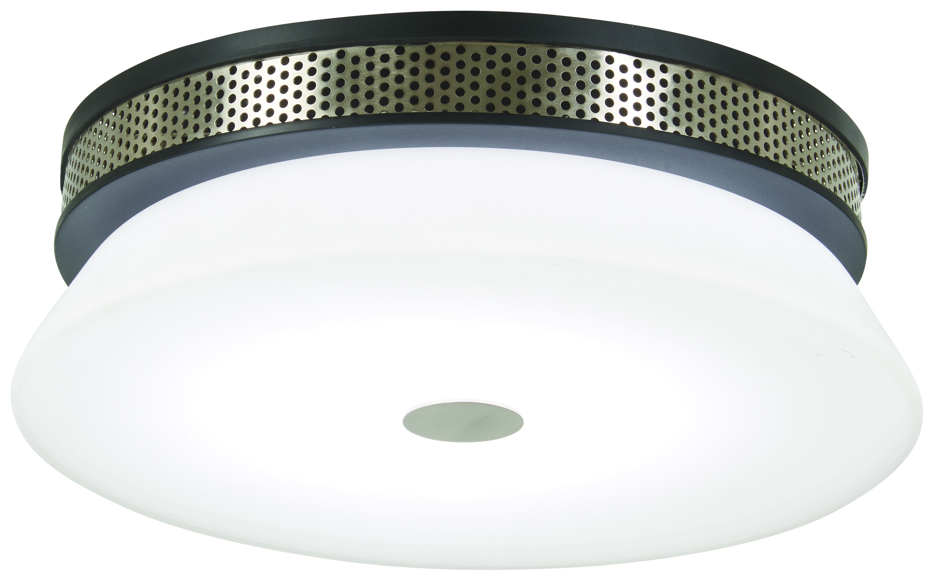 George Kovacs Lighting-P955-691-L-Tauten-15W 1 LED Flush Mount in Contemporary Style-12 Inches Wide by 4.5 Inches Tall   Coal/Brushed Nickel Finish with Etched Opal Glass