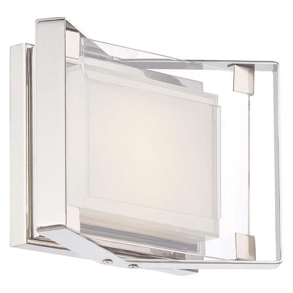 George Kovacs Lighting-P1181-613-L-Crystal Clear-11W 1 LED Bath Vanity in Contemporary Style-10 Inches Wide by 6.75 Inches Tall   Polished Nickel Finish with Mitered White Glass