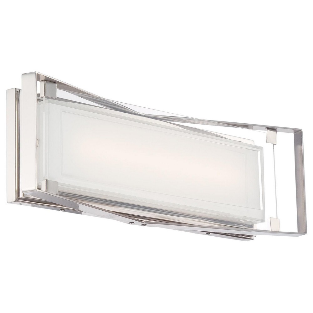 George Kovacs Lighting-P1183-613-L-Crystal Clear-23W 1 LED Bath Vanity in Contemporary Style-22 Inches Wide by 6.75 Inches Tall   Polished Nickel Finish with Mitered White Glass