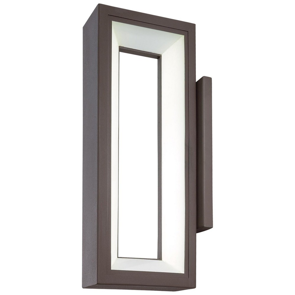 George Kovacs Lighting-P1201-615C-L-Skylight-45W 1 LED Outdoor Wall Sconce in Contemporary Style-4.75 Inches Wide by 15.75 Inches Tall   Textured Dorian Bronze Finish with Etched White Glass
